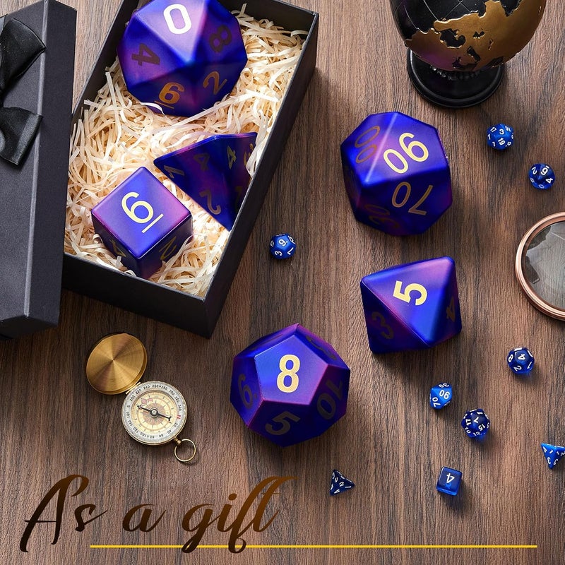 Arrowbash 6 Pcs Jumbo Polyhedra Dice 3.94 Inch Jumbo Foam Polyhedral Dice 6 Set 4, 6, 8, 10, 12 Sides Gifts for Games Teach Numbers Addition Subtraction Probability Learning (Starry Sky Purple) - Image 5